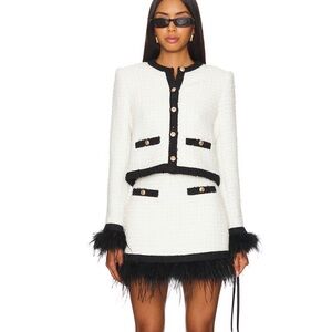 SAYLOR Cressida Set jacket and skirt tweed feather